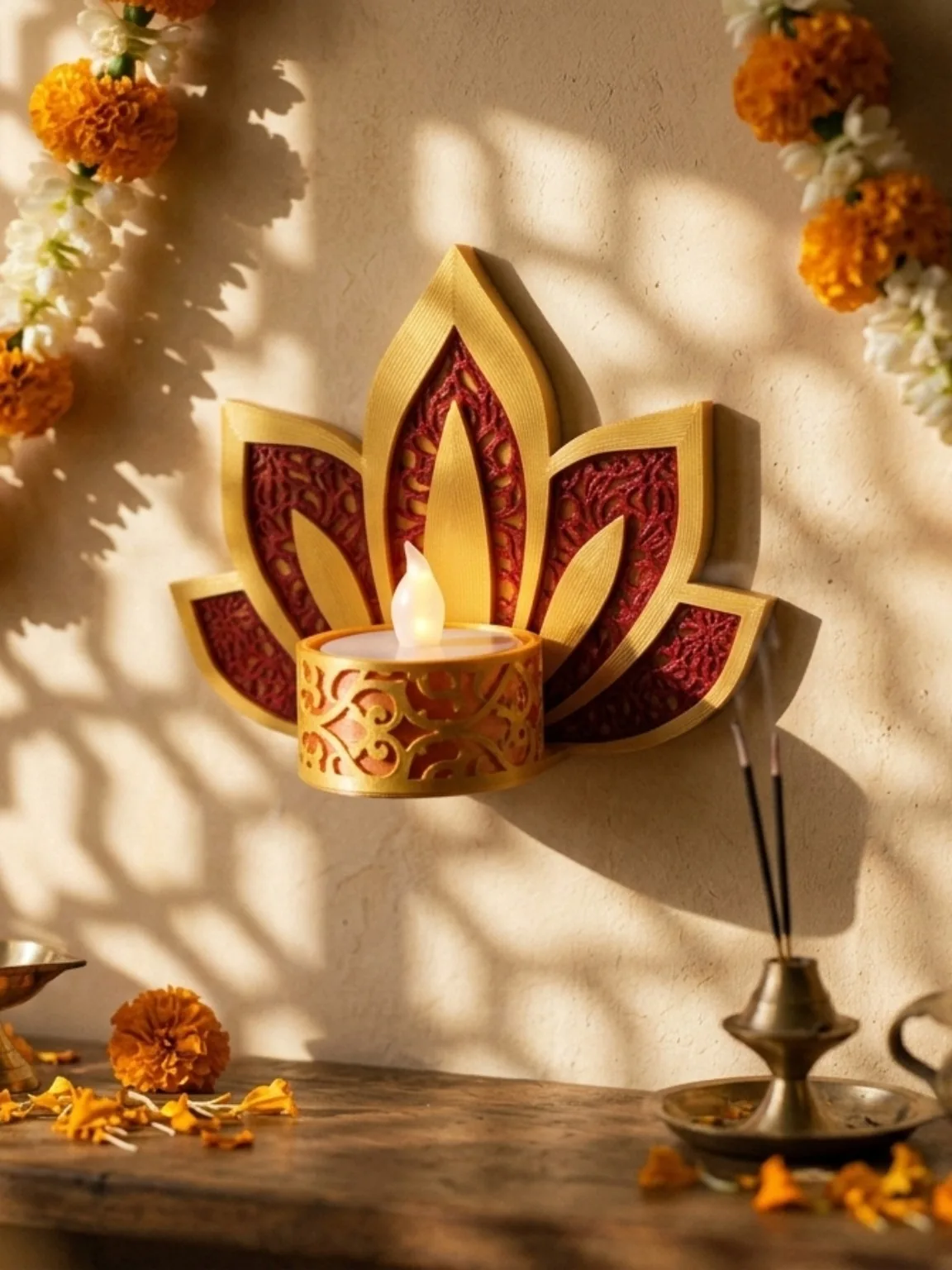 Wall Lamp Diya Set — 3 Nos